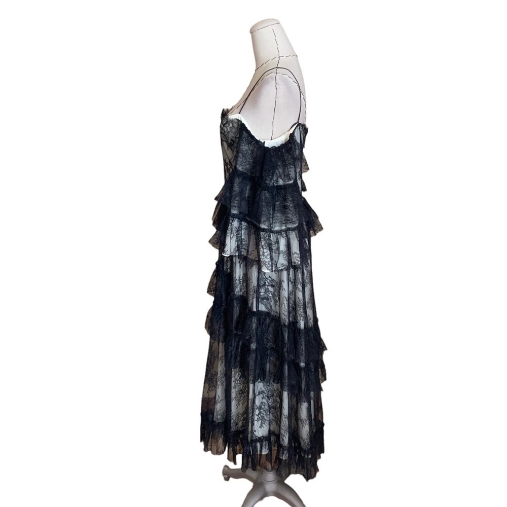 Lovely Alexa Chung Black Lace Tiered Off Shoulder Dress US 12 Party Wedding - Picture 9 of 10